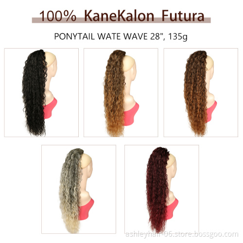 Julianna Yaki Straight Water Wave Long Japanese Synthetic Hair Pony Tails Ponytails Drawstring Ponytail Hair Extensions